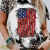 Fashion Dear-Lover Vintage American Flag Graphic T Shirt Leopard
