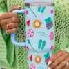 Hot Dear-Lover Beach Day Fun Pattern Cup with Handle 40oz Light Blue