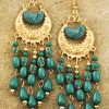 New Dear-Lover Boho Beaded Tassel Alloy Charm Earrings Light Blue
