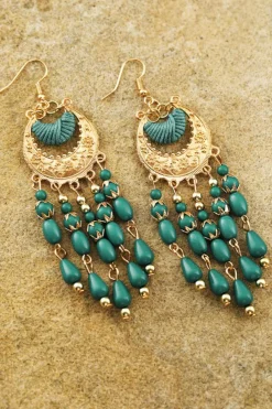 New Dear-Lover Boho Beaded Tassel Alloy Charm Earrings Light Blue