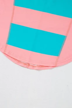 Online Dear-Lover Colorblock Striped Drop Shoulder Loose Top Light Blue
