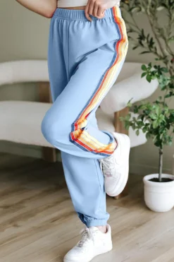 Sale Dear-Lover Counting Rainbows High Waist Sweatpants Light Blue