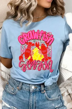 Sale Dear-Lover Crawfish Season Fashion Graphic T Shirt Light Blue