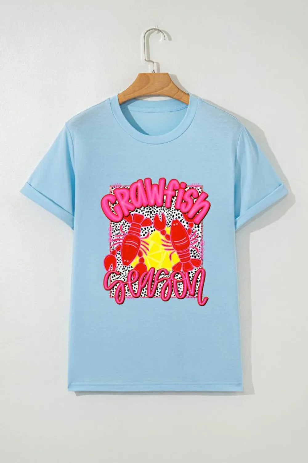 Sale Dear-Lover Crawfish Season Fashion Graphic T Shirt Light Blue