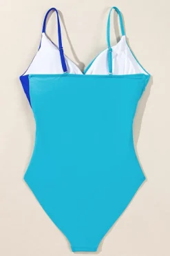 New Dear-Lover Crossover Colorblock Cutout One Piece Swimsuit Light Blue