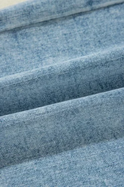 Clearance Dear-Lover Distressed Ripped Raw Hem Straight Jeans Light Blue