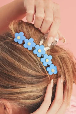 Clearance Dear-Lover Flowers Cute Hair Claw Clip Light Blue