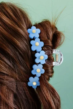 Clearance Dear-Lover Flowers Cute Hair Claw Clip Light Blue