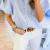 Online Dear-Lover Gingham Short Puff Sleeve Button Up Shirt Light Blue