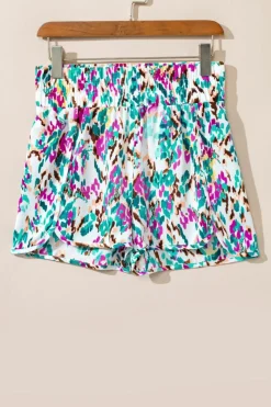 Discount Dear-Lover Leopard High Waisted Athletic Shorts Light Blue