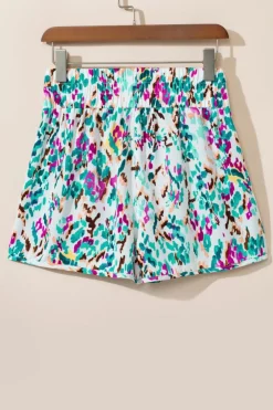 Discount Dear-Lover Leopard High Waisted Athletic Shorts Light Blue