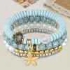 Sale Dear-Lover 4pcs Starfish Pendant Beaded Bracelet Set Light Blue