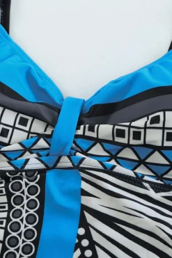 Outlet Dear-Lover Light Tribal Print One Piece Swimsuit Blue