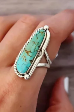 Best Dear-Lover Turquoise Decor Alloy Ring Light Blue