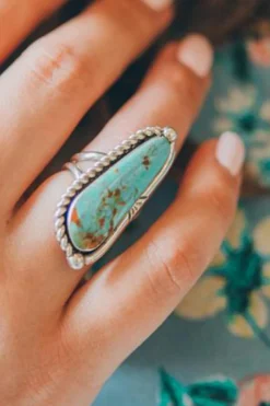 Best Dear-Lover Turquoise Decor Alloy Ring Light Blue