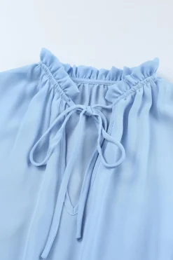 Best Dear-Lover Light Blue V Neck Long Sleeve Ruffle Tiered Mini Dress Sky Blue