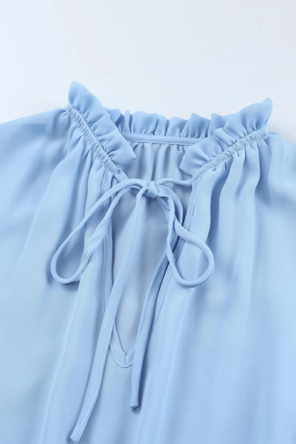 Best Dear-Lover Light Blue V Neck Long Sleeve Ruffle Tiered Mini Dress Sky Blue
