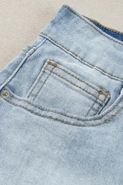 Outlet Dear-Lover Vintage Washed Raw Edge Jean Shorts Light Blue