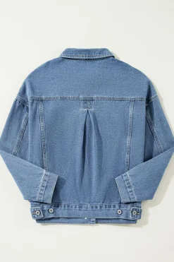 Best Dear-Lover Washed Oversize Pocketed Denim Jacket Light Blue