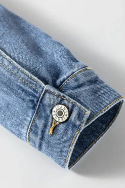 Best Dear-Lover Washed Oversize Pocketed Denim Jacket Light Blue