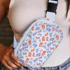 Best Dear-Lover Western Pattern Print Wide Belt Zipper Sling Bag Light Blue