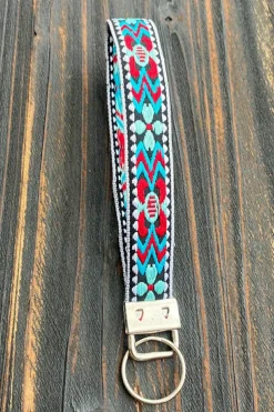 Sale Dear-Lover Western Pattern Knitted Wristband Keychain Light Blue