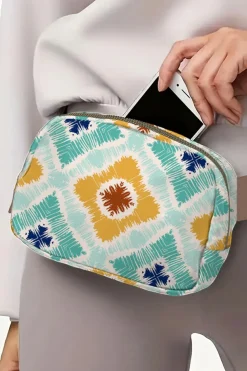 Sale Dear-Lover Western Print Buckle Wide Straps Crossbody Bag Light Blue