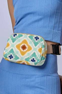 Sale Dear-Lover Western Print Buckle Wide Straps Crossbody Bag Light Blue