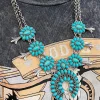 Online Dear-Lover Western Turquoise Decor Double Chain Necklace Light Blue