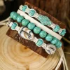Hot Dear-Lover Western Turquoise Shell Multi Layered Bracelet Set Light Blue