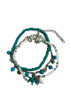 Best Dear-Lover Western Turquoise Beaded Multi Layered Anklet Light Blue