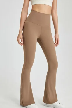 Best Dear-Lover Back Cross Waistband Active Flared Leggings Light French Beige