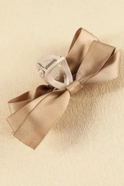 New Dear-Lover Bow Decor Large Hair Claw Clip Light French Beige