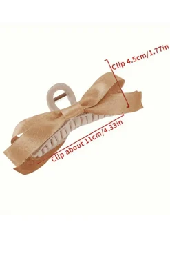 New Dear-Lover Bow Decor Large Hair Claw Clip Light French Beige