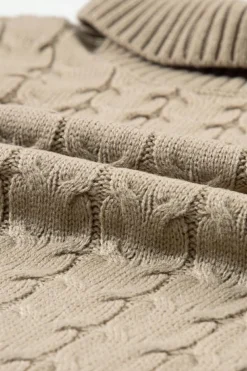 Sale Dear-Lover Cable Knit Turtleneck Batwing Sleeve Sweater Light French Beige