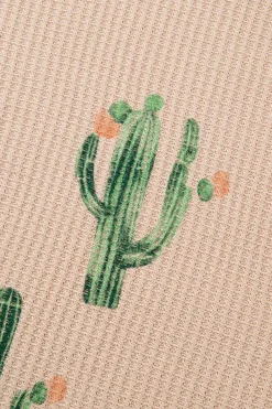 Outlet Dear-Lover Cactus Forest Waffle Half Sleeve Tee Short Set Light French Beige