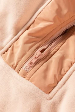 Online Dear-Lover Colorblock Patchwork Half Zip Oversized Sherpa Hoodie Light French Beige