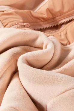 Online Dear-Lover Colorblock Patchwork Half Zip Oversized Sherpa Hoodie Light French Beige