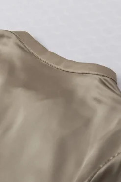New Dear-Lover Contrast Half Leopard Jacquard Satin Blouse Light French Beige