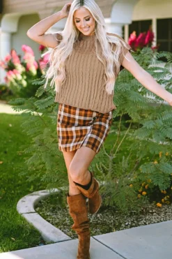 Best Dear-Lover Crew Neck Cable Knit Short Sleeve Sweater Light French Beige