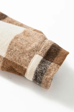 New Dear-Lover Flannel Plaid Double Flap Pocket Shacket Light French Beige