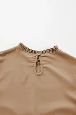 Outlet Dear-Lover Frilled Collar Ruffled Shoulder Tiered Dress Light French Beige
