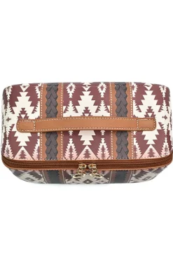 Discount Dear-Lover Geometric Braided Print Makeup Bag with Handle Light French Beige