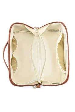 Discount Dear-Lover Geometric Braided Print Makeup Bag with Handle Light French Beige