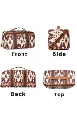 Discount Dear-Lover Geometric Braided Print Makeup Bag with Handle Light French Beige