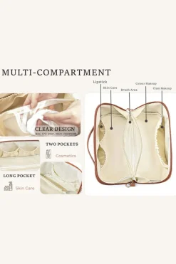 Discount Dear-Lover Geometric Braided Print Makeup Bag with Handle Light French Beige