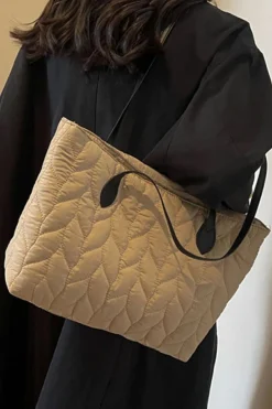 Outlet Dear-Lover Leafy Quilted Fashion One Shoulder Bag Light French Beige