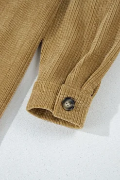 Best Dear-Lover Patched Pocket Button Up Corduroy Shacket Light French Beige