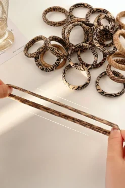 Outlet Dear-Lover 5Pcs/Set Animal Pattern High Elastic Hair Tie Light French Beige