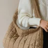 Fashion Dear-Lover Quilted Zipper Large Shoulder Bag Light French Beige